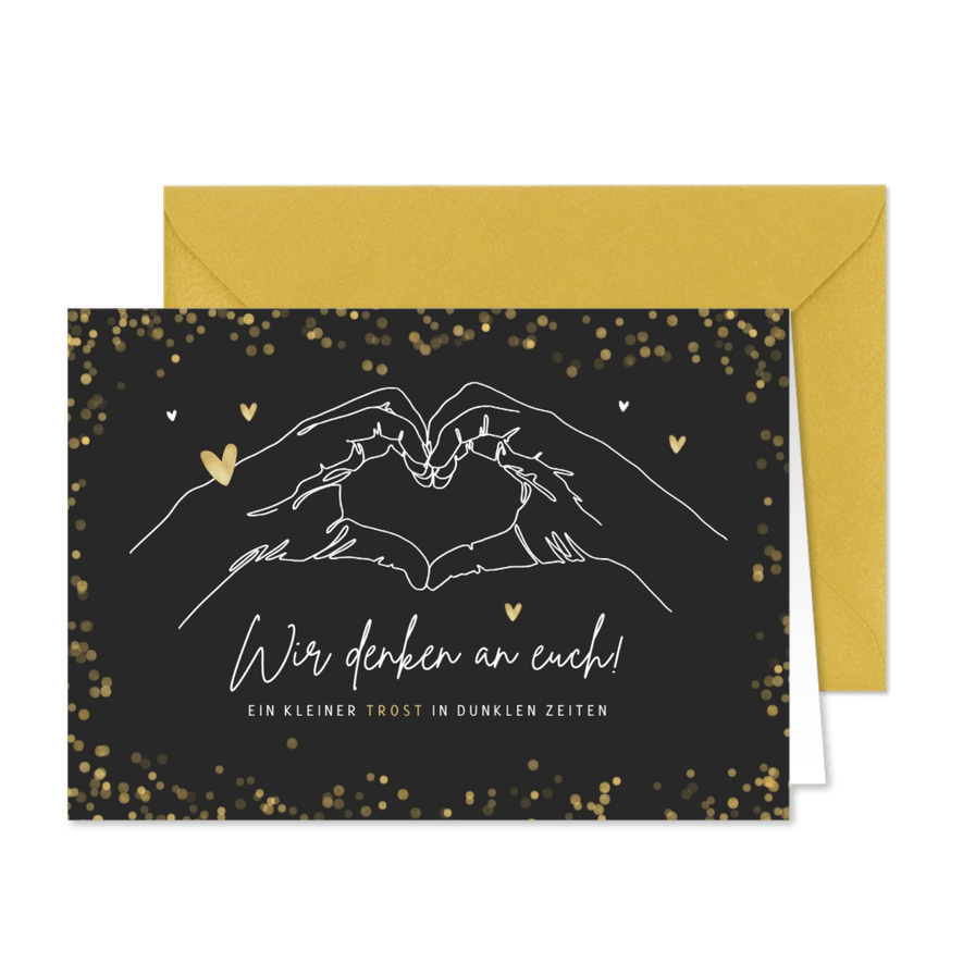 Weihnachtskarte Trost Herz aus Händen - Karteneindruck