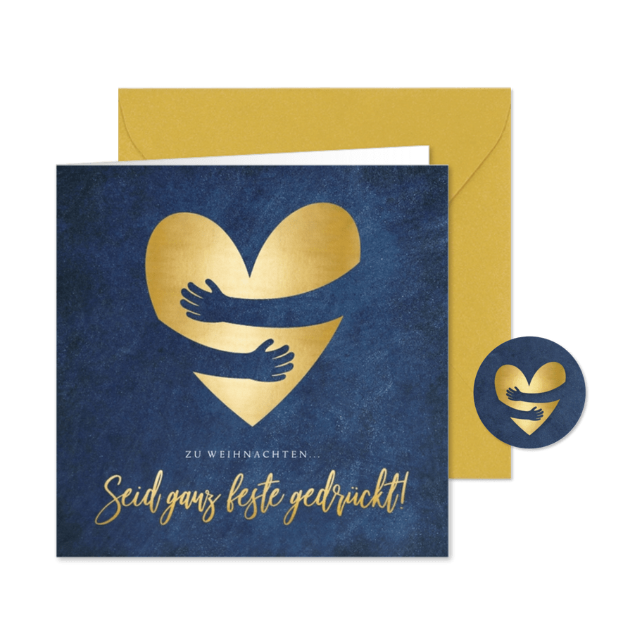 Weihnachtskarte Umarmung Herz - Karteneindruck
