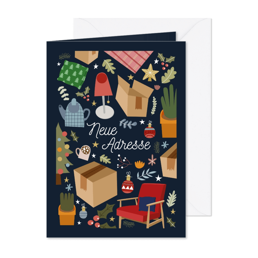 Weihnachtskarte Umzug Neue Adresse Illustration - Karteneindruck