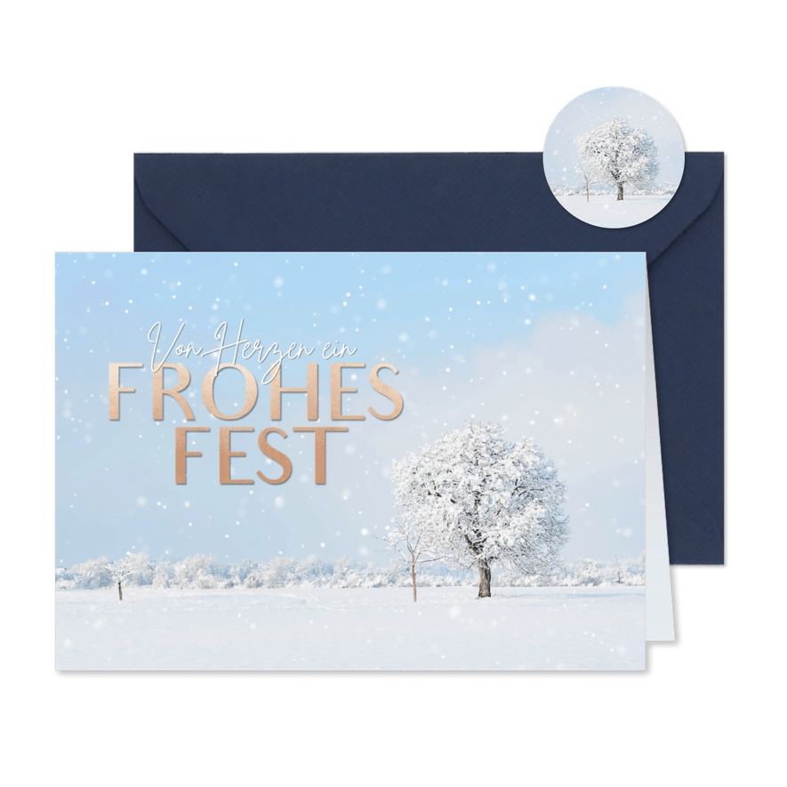 Weihnachtskarte verschneite Landschaft - Karteneindruck