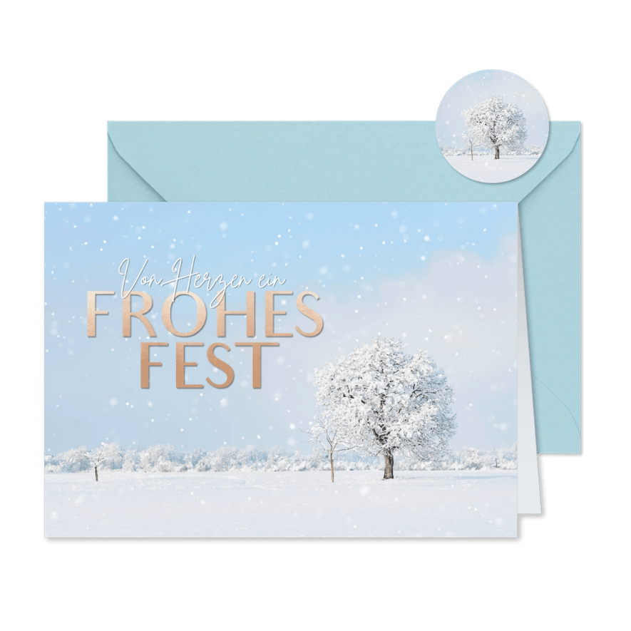 Weihnachtskarte verschneite Landschaft - Karteneindruck
