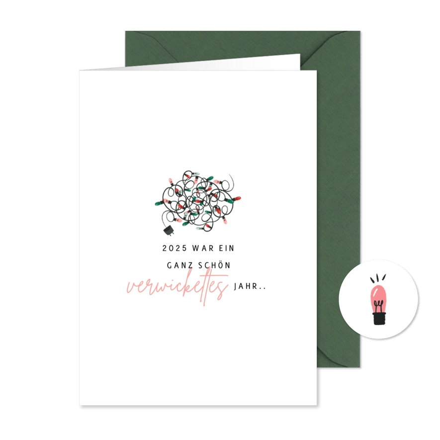 Weihnachtskarte 'verwickeltes Jahr' - Karteneindruck
