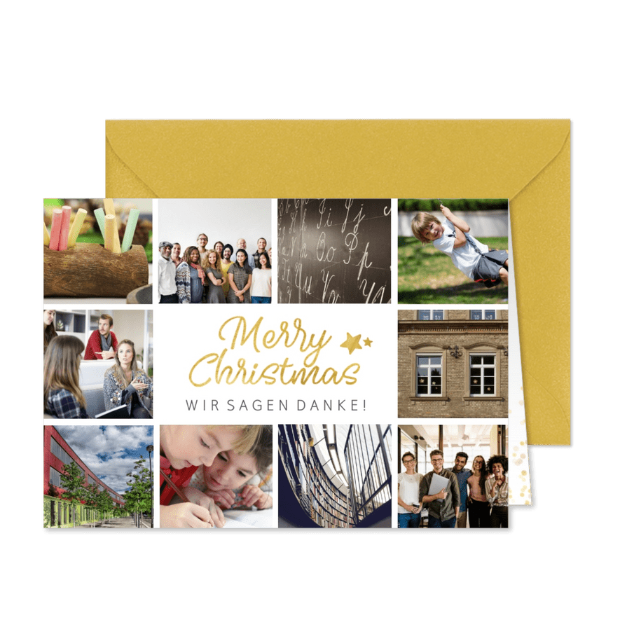 Weihnachtskarte viele Fotos geschäftlich Merry Christmas - Karteneindruck
