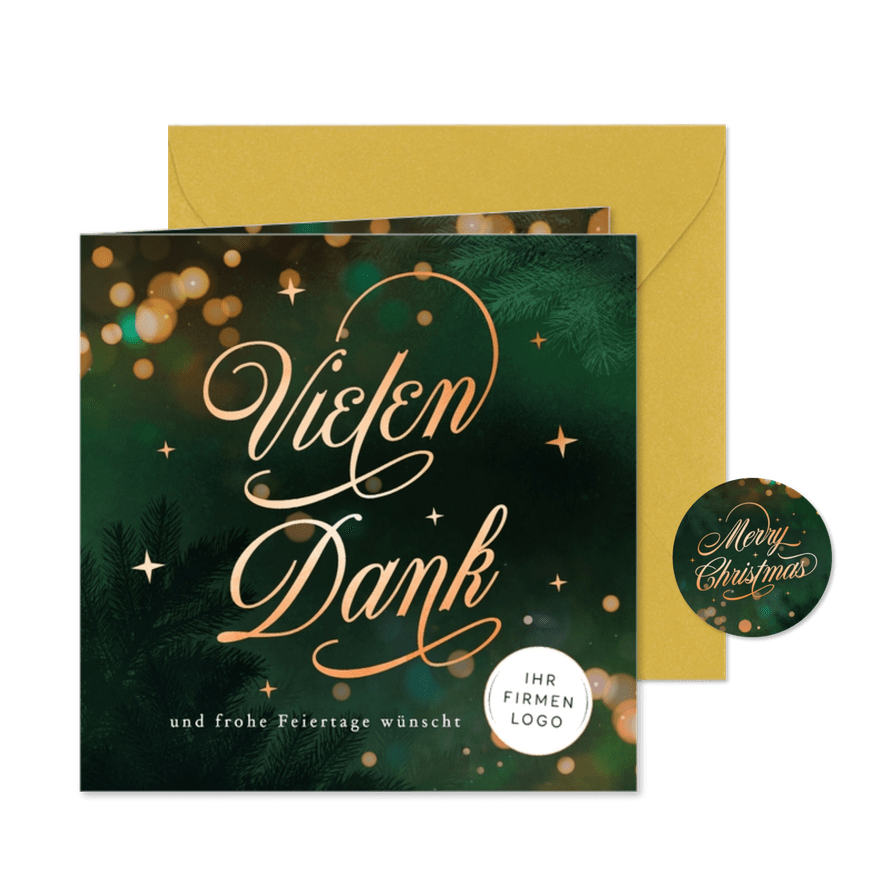 Weihnachtskarte Vielen Dank edler Schriftzug Logo - Karteneindruck