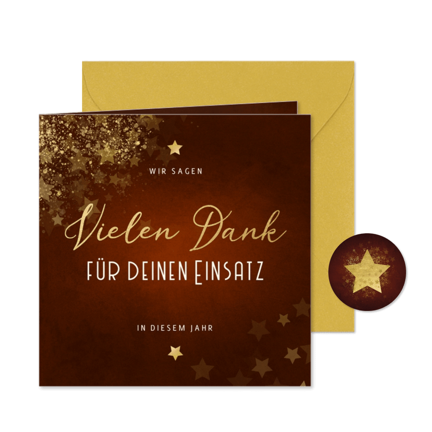 Weihnachtskarte Vielen Dank Goldschrift - Karteneindruck
