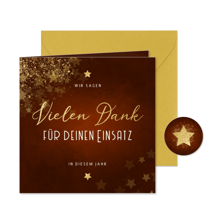 Weihnachtskarte Vielen Dank Goldschrift - Karteneindruck