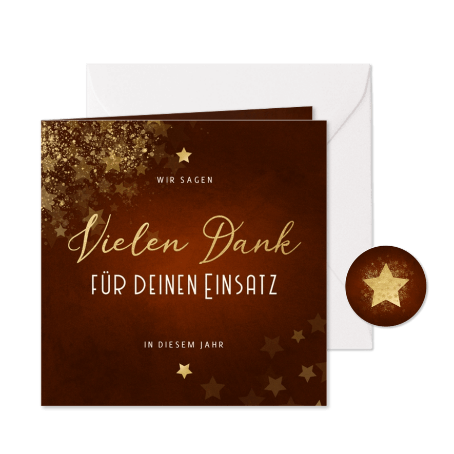 Weihnachtskarte Vielen Dank Goldschrift - Karteneindruck
