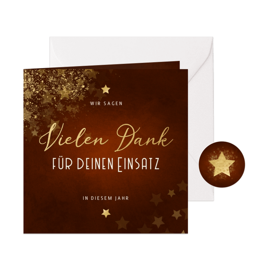 Weihnachtskarte Vielen Dank Goldschrift - Karteneindruck
