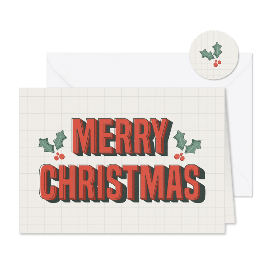 Weihnachtskarte Vintage Schriftzug 'Merry Christmas' - Karteneindruck