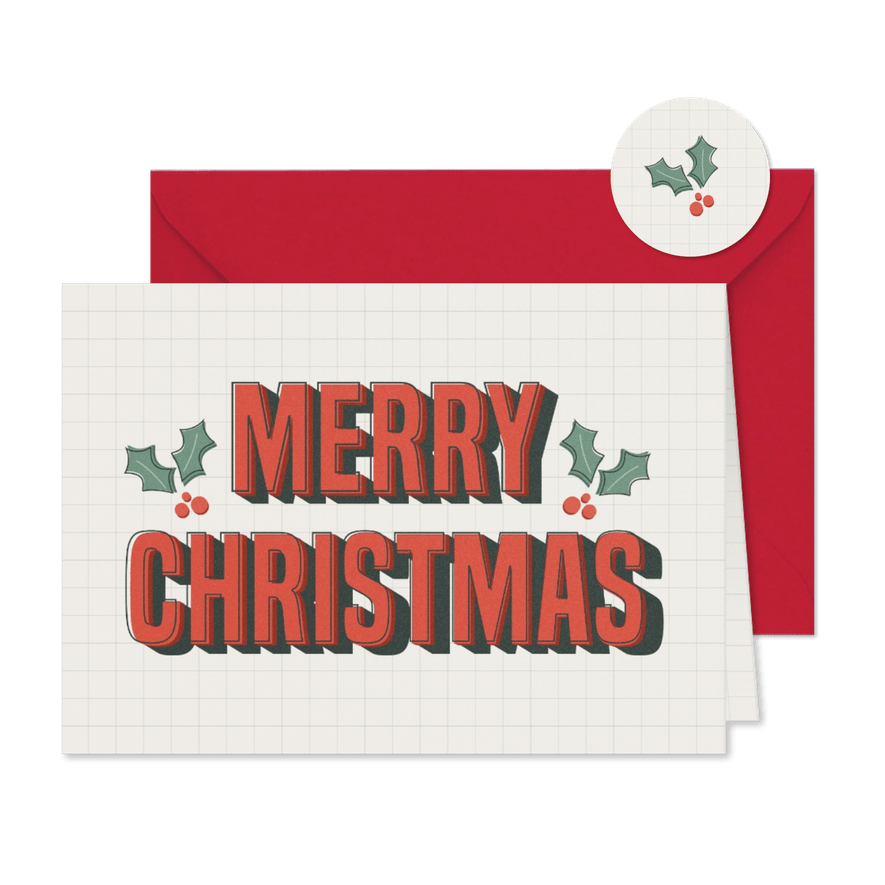 Weihnachtskarte Vintage Schriftzug 'Merry Christmas' - Karteneindruck