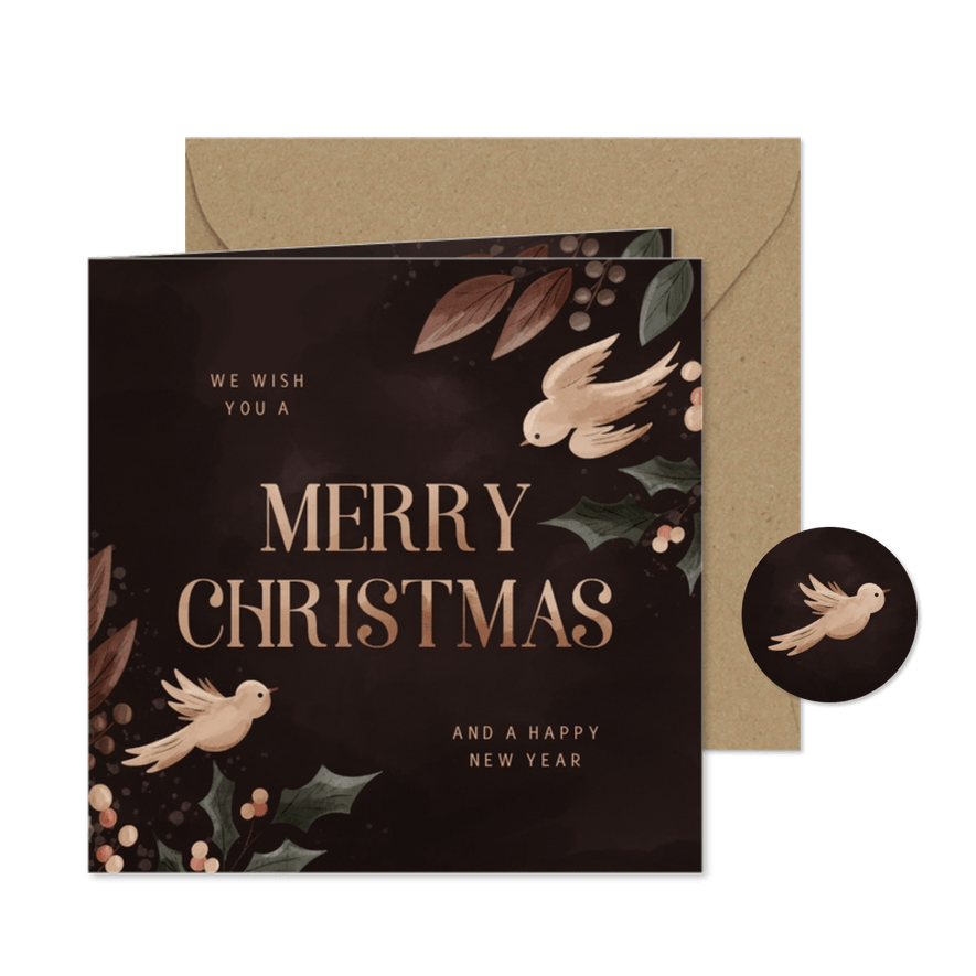 Weihnachtskarte Vögel und Zweige - Karteneindruck