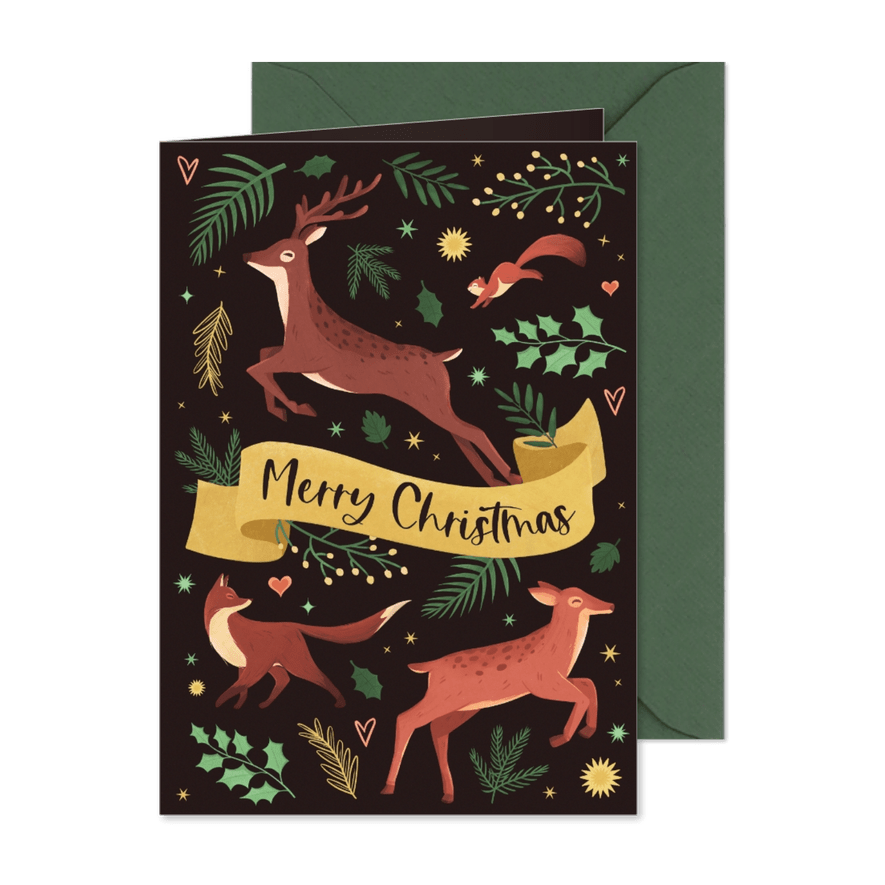 Weihnachtskarte Waldtiere - Karteneindruck