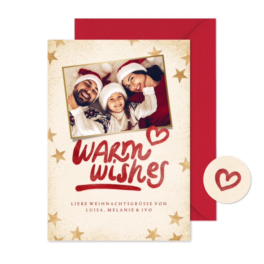 Weihnachtskarte 'Warm wishes' eigenes Foto - Karteneindruck
