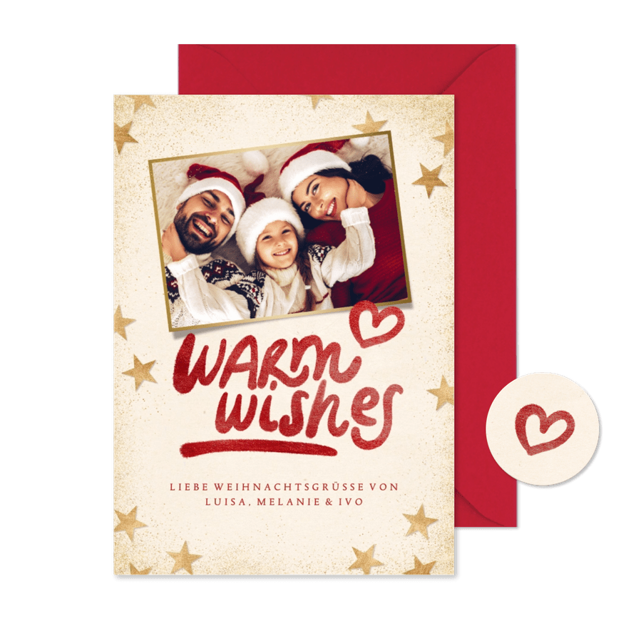 Weihnachtskarte 'Warm wishes' eigenes Foto - Karteneindruck
