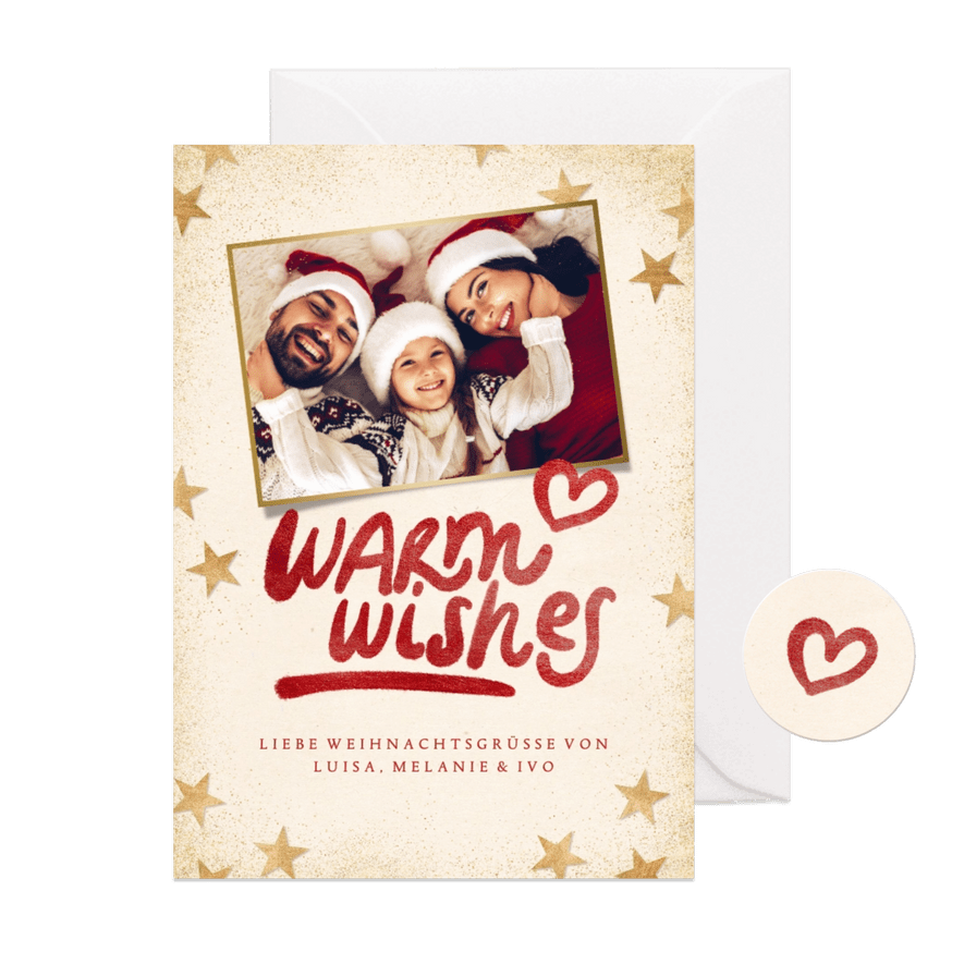 Weihnachtskarte 'Warm wishes' eigenes Foto - Karteneindruck
