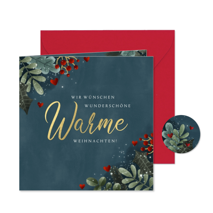Weihnachtskarte Warme Weihnachten - Karteneindruck