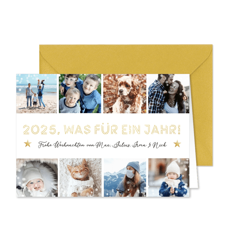 Weihnachtskarte 'Was für ein Jahr' Fotocollage - Karteneindruck