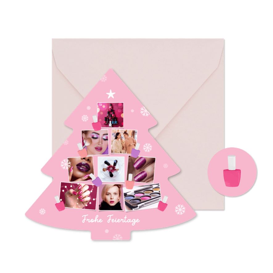 Weihnachtskarte Weihnachtsbaum Beautysalon Fotocollage - Kartenvorschau
