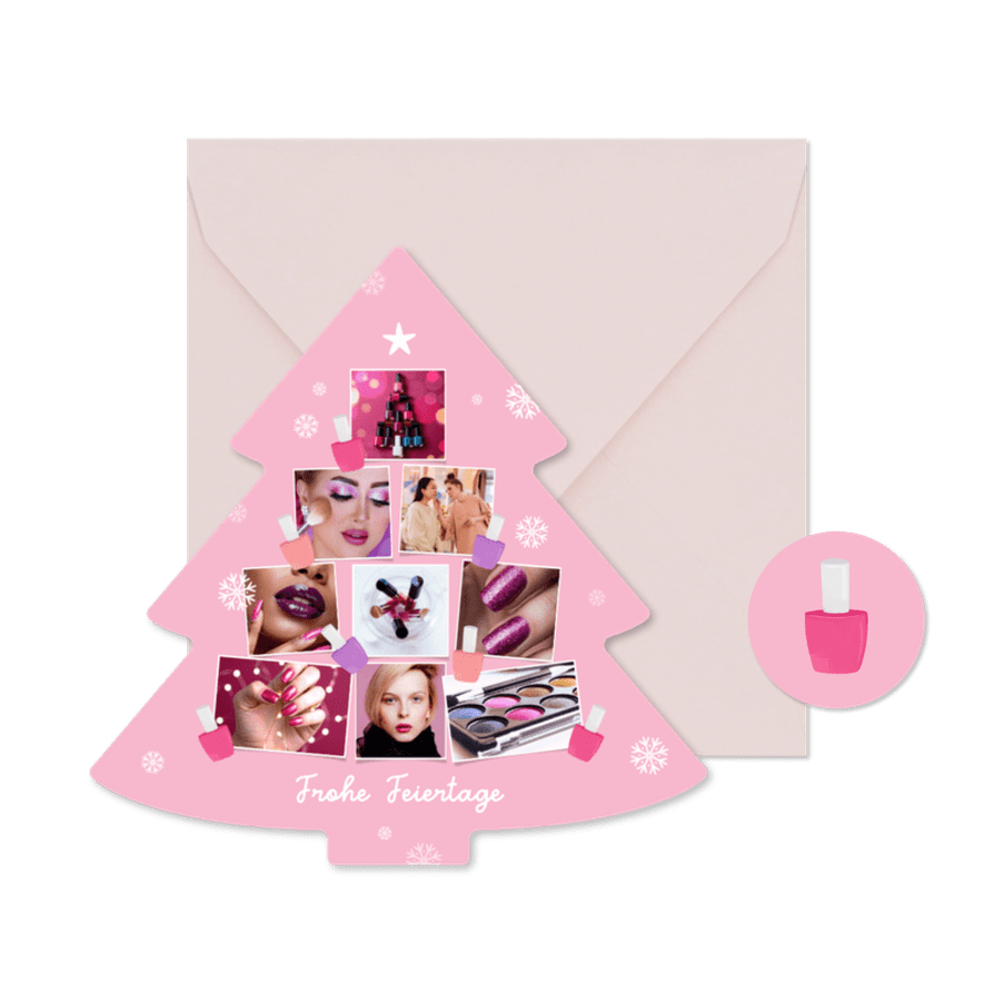 Weihnachtskarte Weihnachtsbaum Beautysalon Fotocollage - Kartenvorschau
