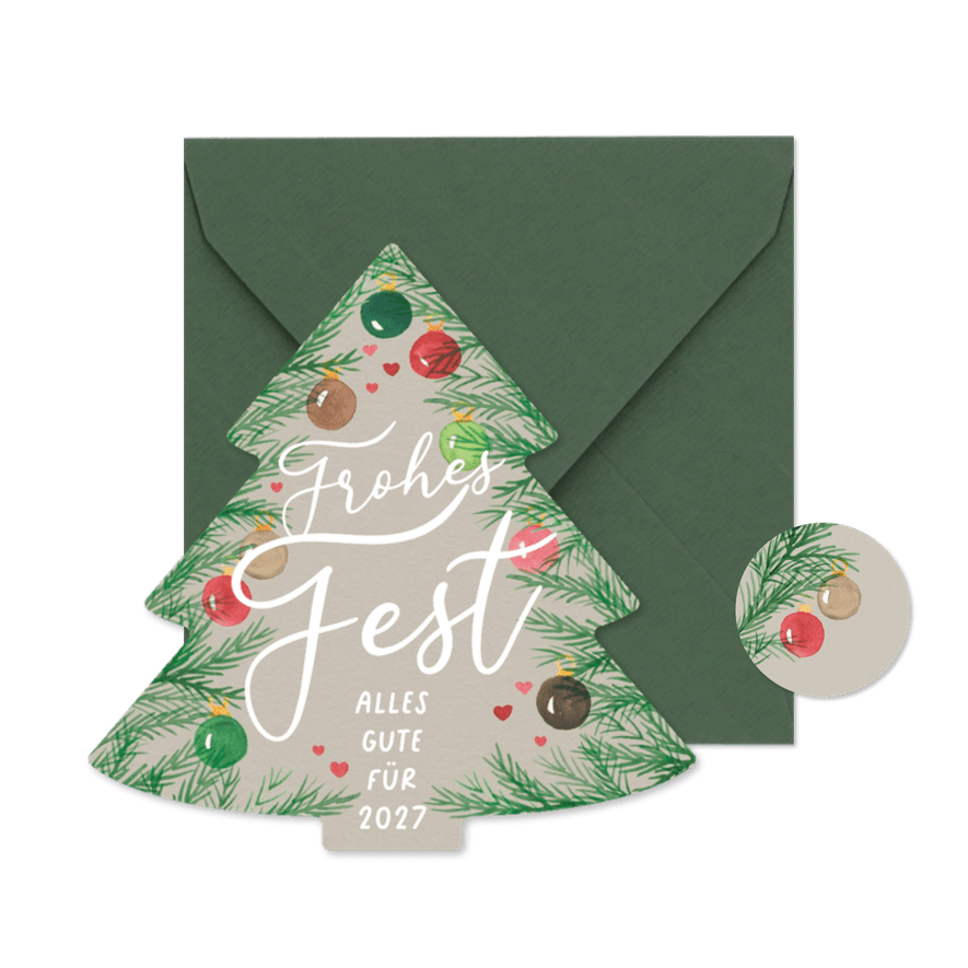 Weihnachtskarte Weihnachtsbaum 'Frohes Fest' - Kartenvorschau