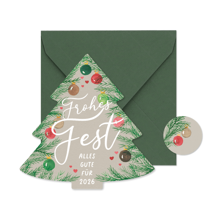 Weihnachtskarte Weihnachtsbaum 'Frohes Fest' - Karteneindruck
