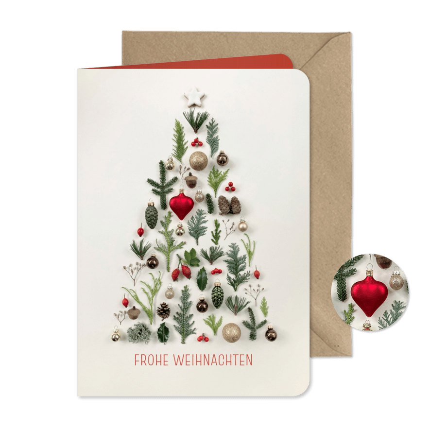 Weihnachtskarte Weihnachtsbaum Natur-Collage - Karteneindruck
