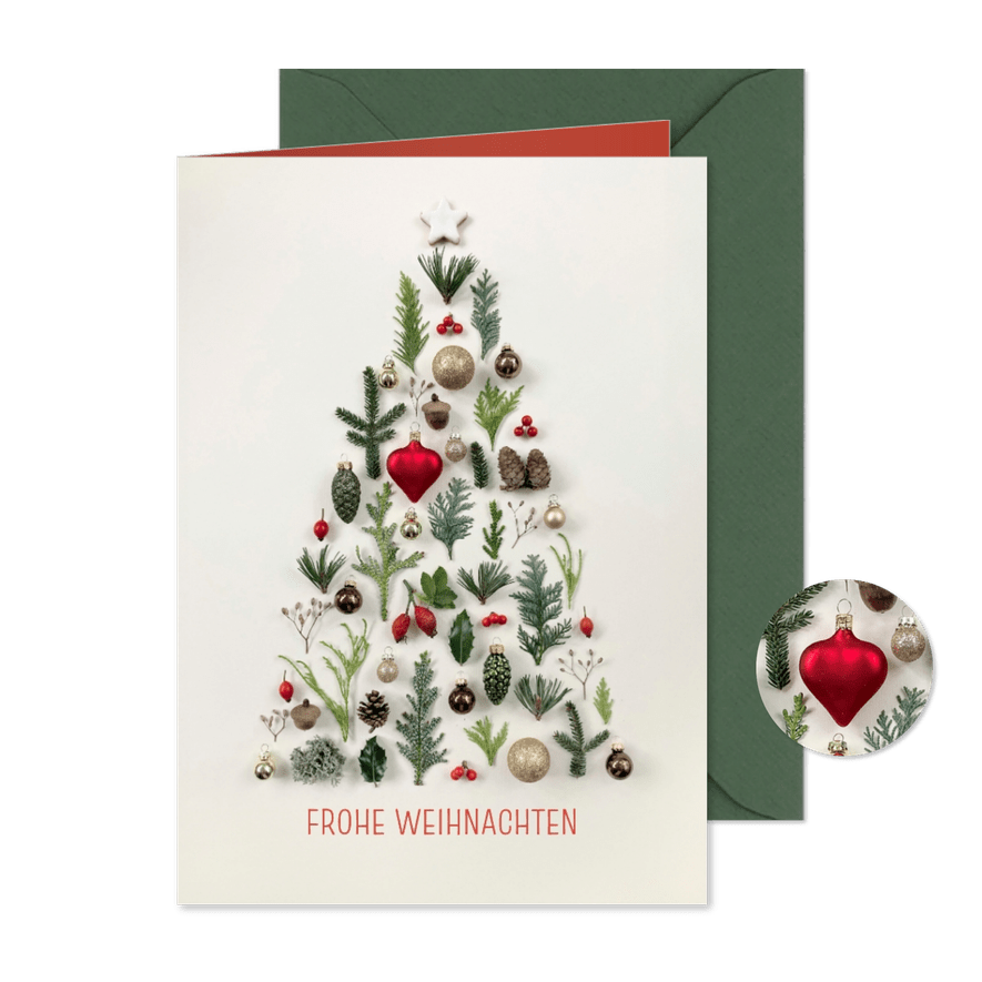 Weihnachtskarte Weihnachtsbaum Natur-Collage - Karteneindruck
