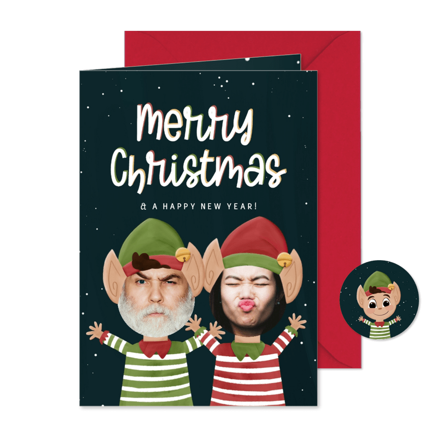 Weihnachtskarte Weihnachtselfen - Karteneindruck