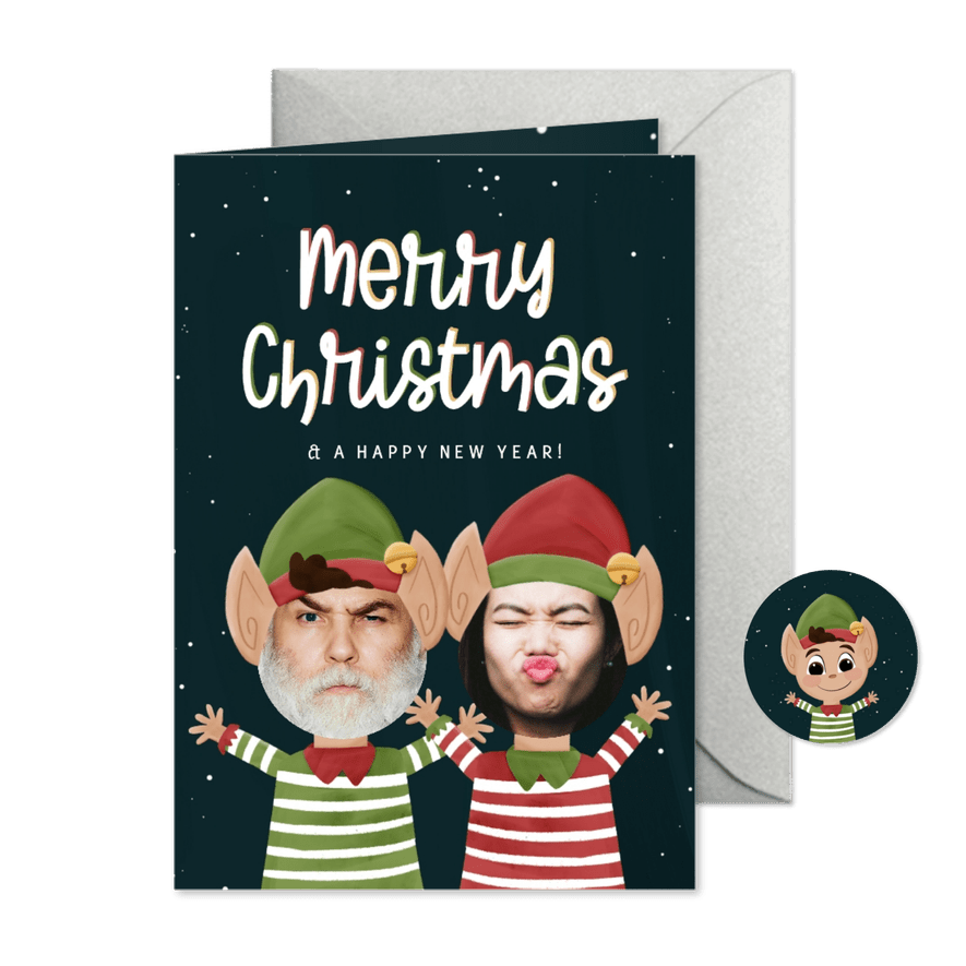 Weihnachtskarte Weihnachtselfen - Karteneindruck