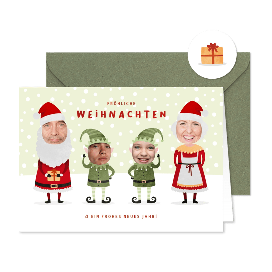 Weihnachtskarte Weihnachtsfamilie - Kartenvorschau
