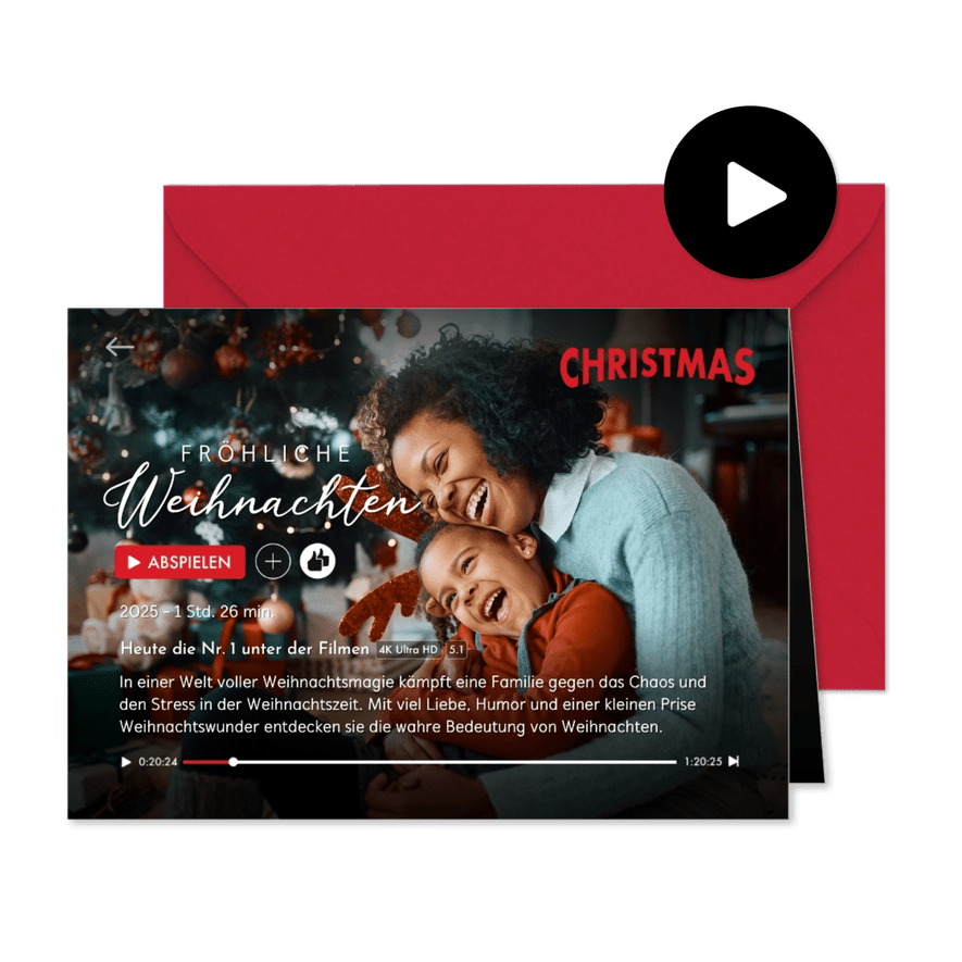 Weihnachtskarte Weihnachtsfilm Streaming Dienst - Karteneindruck