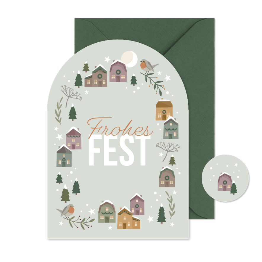 Weihnachtskarte Weihnachtshäuschen - Karteneindruck
