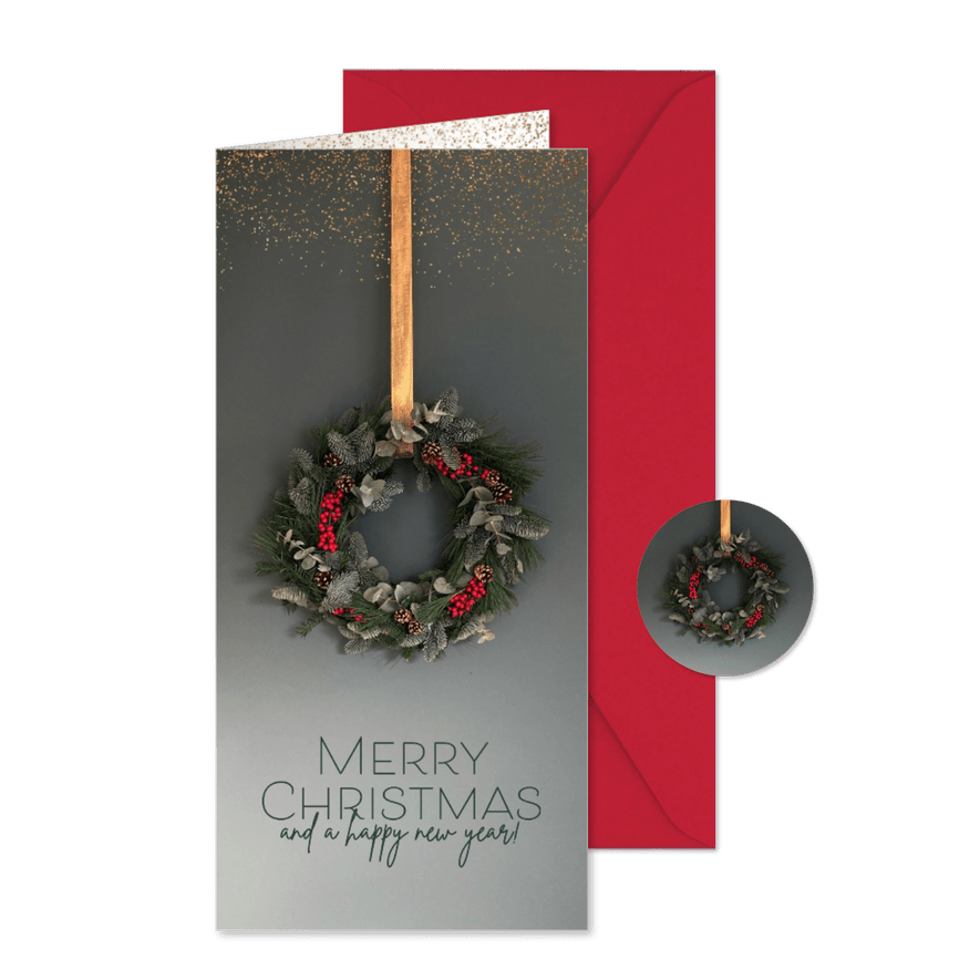 Weihnachtskarte Weihnachtskranz klassisch - Karteneindruck