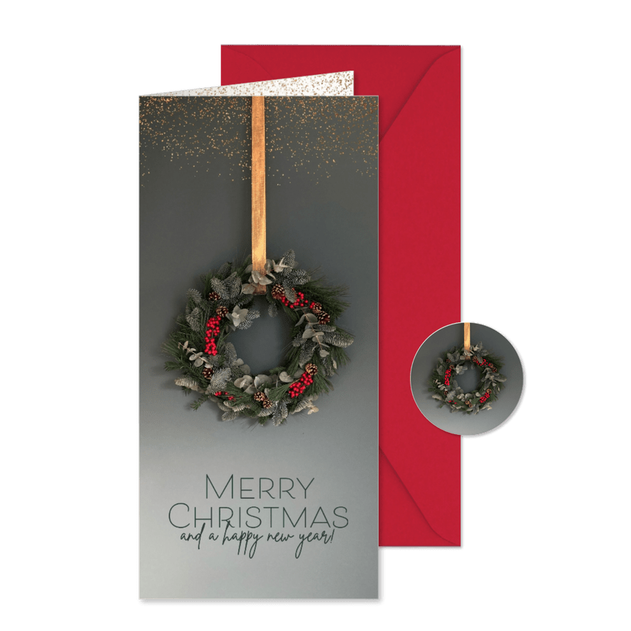 Weihnachtskarte Weihnachtskranz klassisch - Karteneindruck