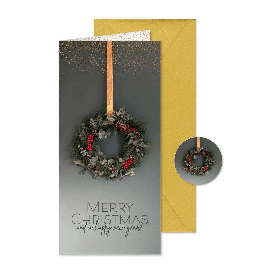 Weihnachtskarte Weihnachtskranz klassisch - Karteneindruck