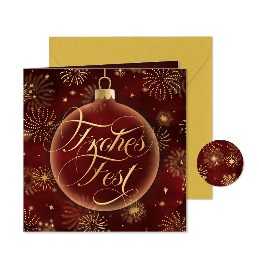 Weihnachtskarte Weihnachtskugel klassische Schreibschrift - Kartenvorschau