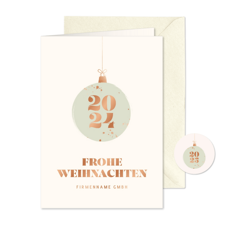 Weihnachtskarte Weihnachtskugel mit Jahreszahl - Karteneindruck
