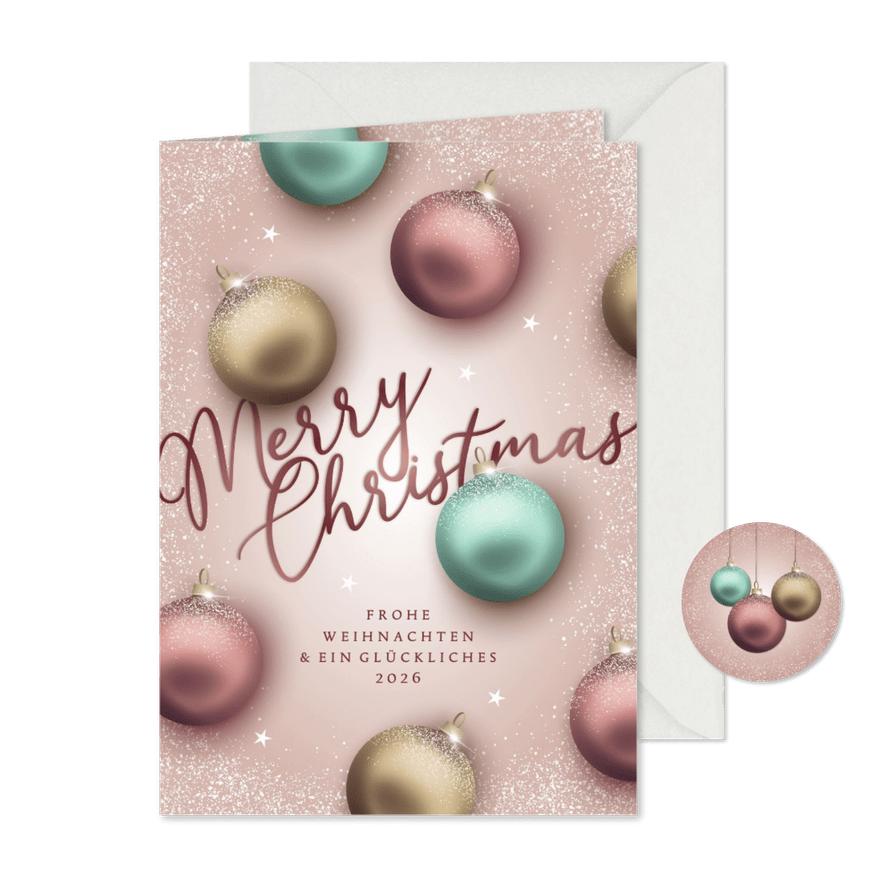 Weihnachtskarte Weihnachtskugeln pastell - Karteneindruck