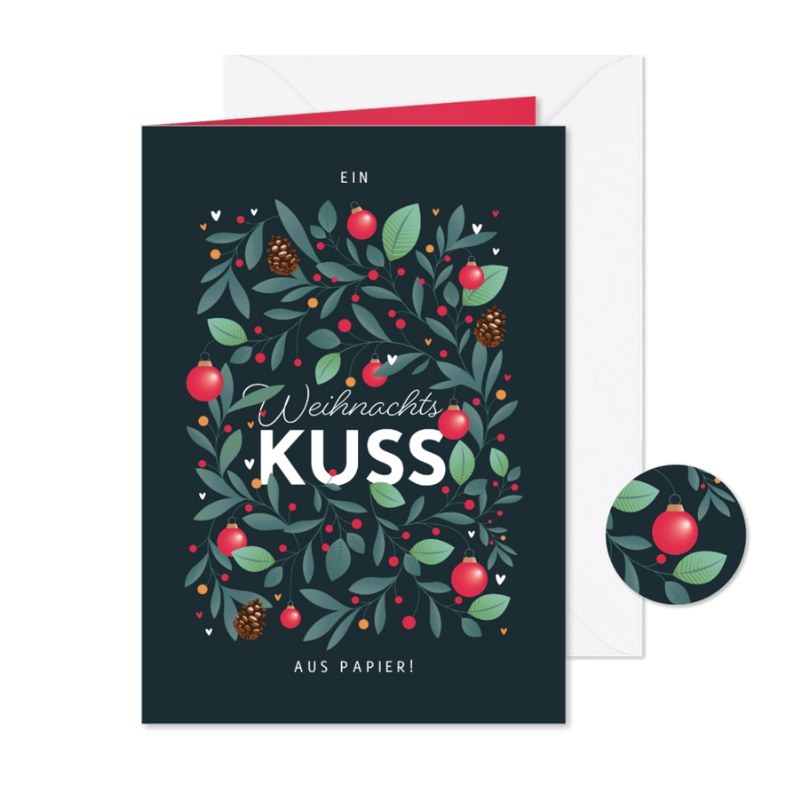 Weihnachtskarte Weihnachtskuss - Karteneindruck