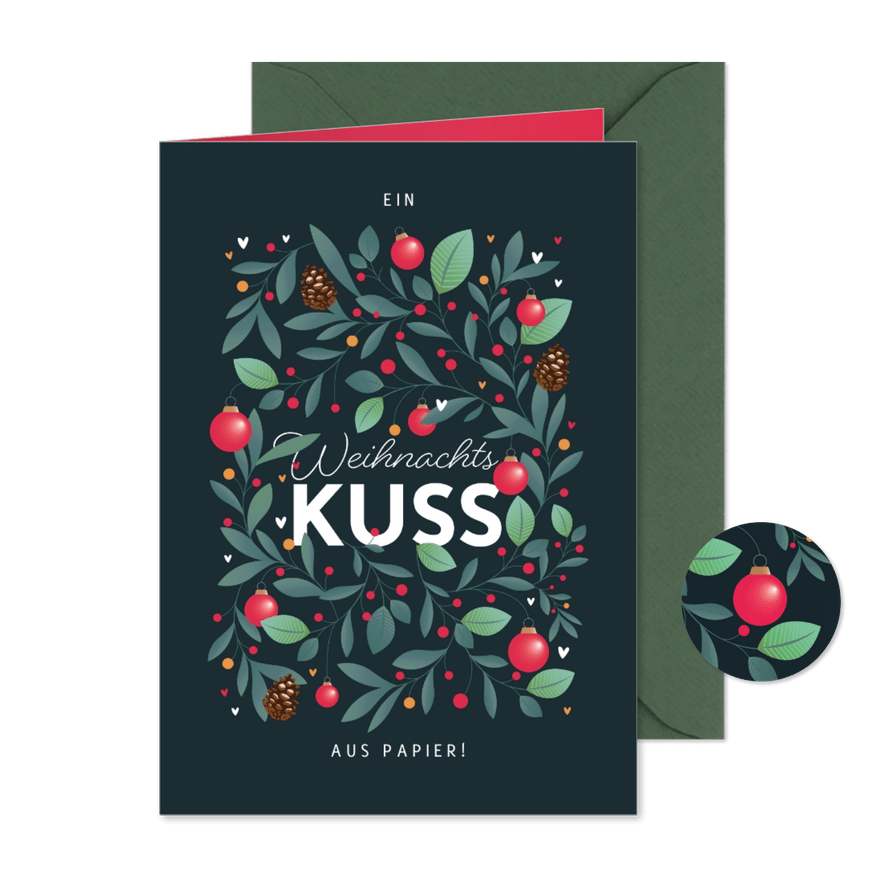 Weihnachtskarte Weihnachtskuss - Karteneindruck