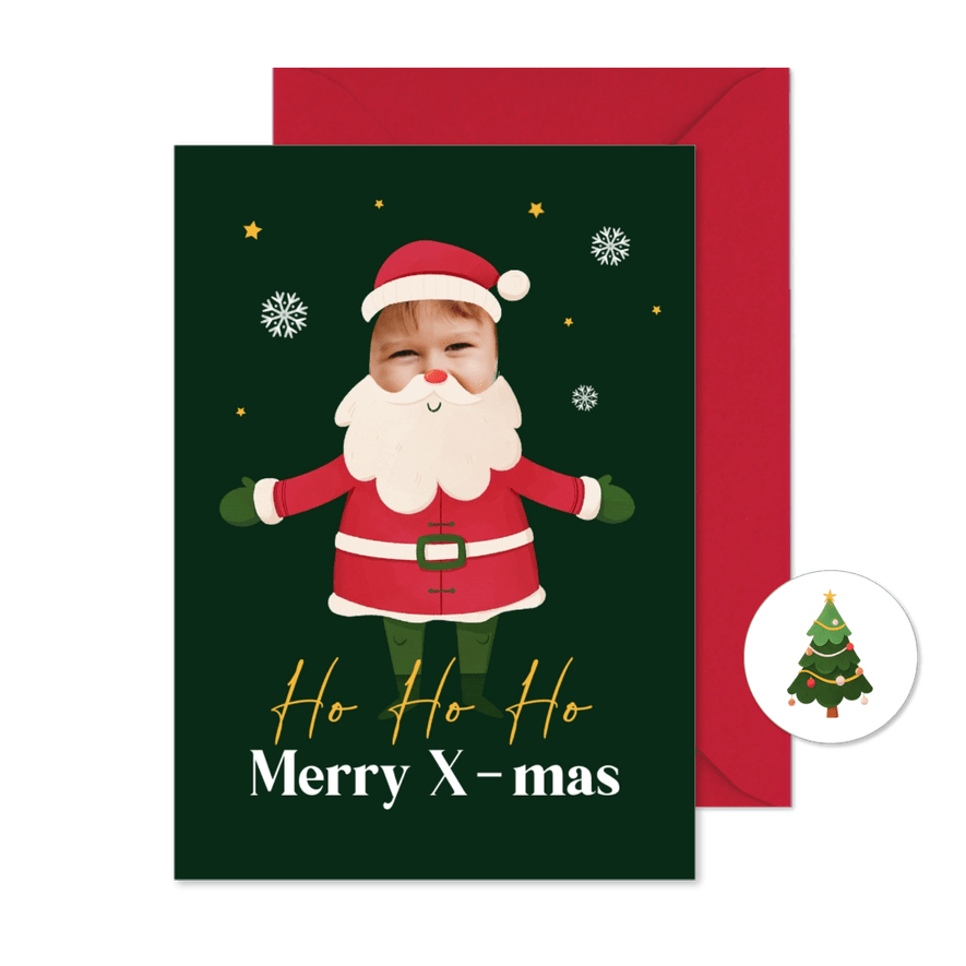 Weihnachtskarte Weihnachtsmann mit Foto - Karteneindruck