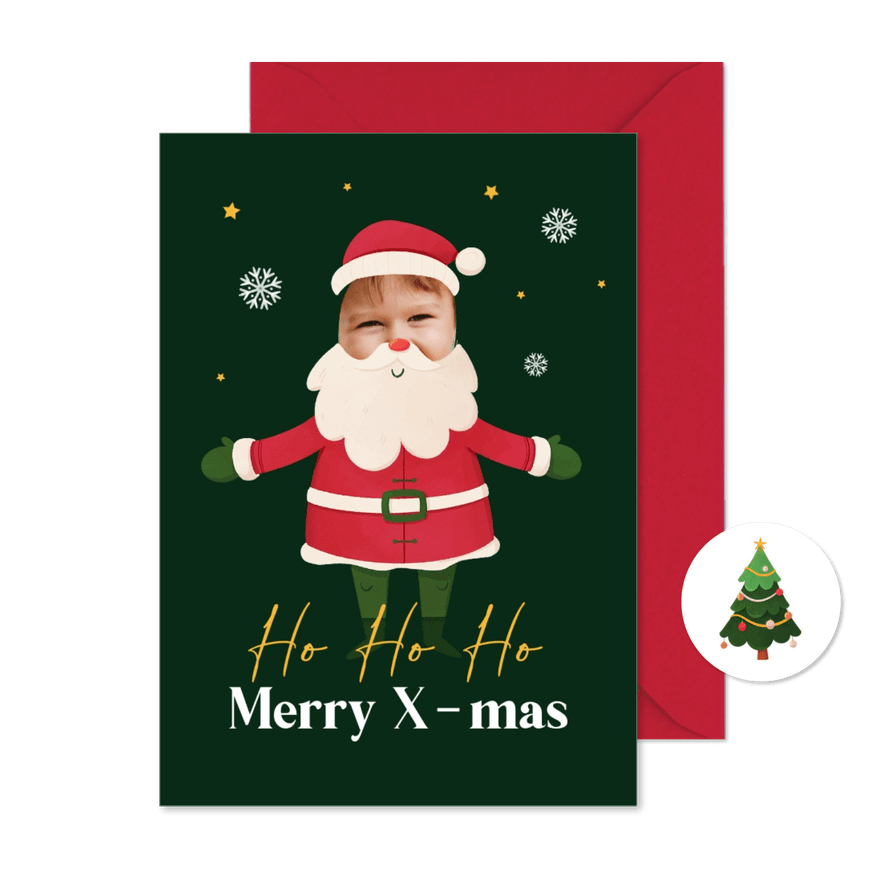 Weihnachtskarte Weihnachtsmann mit Foto - Karteneindruck
