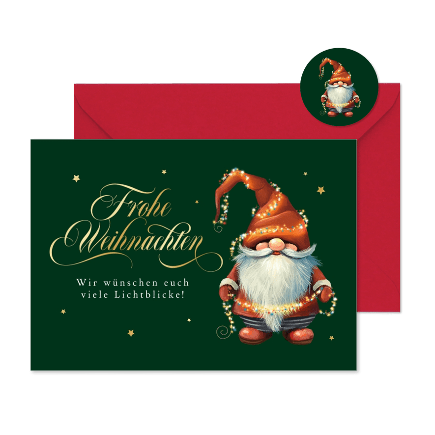 Weihnachtskarte Weihnachtsmann-Wichtel - Karteneindruck
