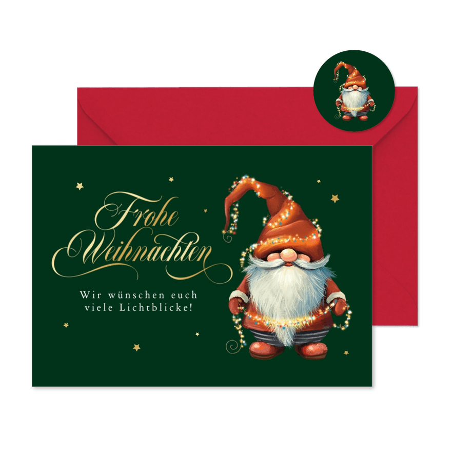 Weihnachtskarte Weihnachtsmann-Wichtel - Karteneindruck