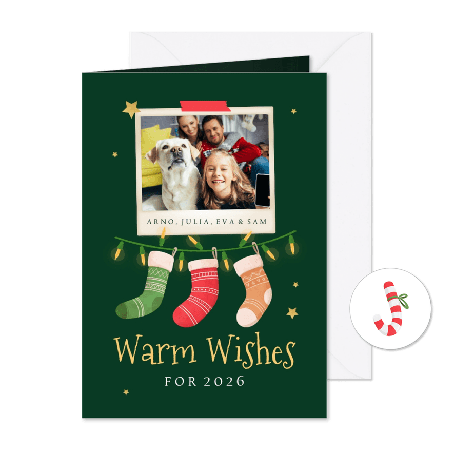Weihnachtskarte Weihnachtssocken und Foto - Karteneindruck