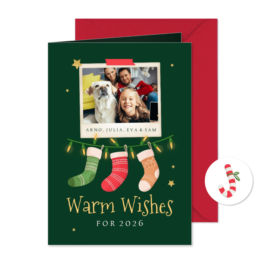 Weihnachtskarte Weihnachtssocken und Foto - Karteneindruck
