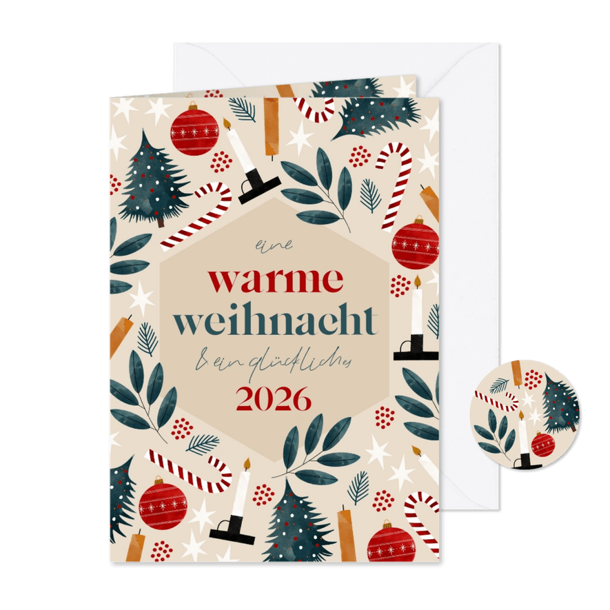 Weihnachtskarte Weihnachtssymbole - Karteneindruck