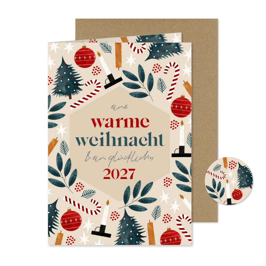 Weihnachtskarte Weihnachtssymbole - Kartenvorschau