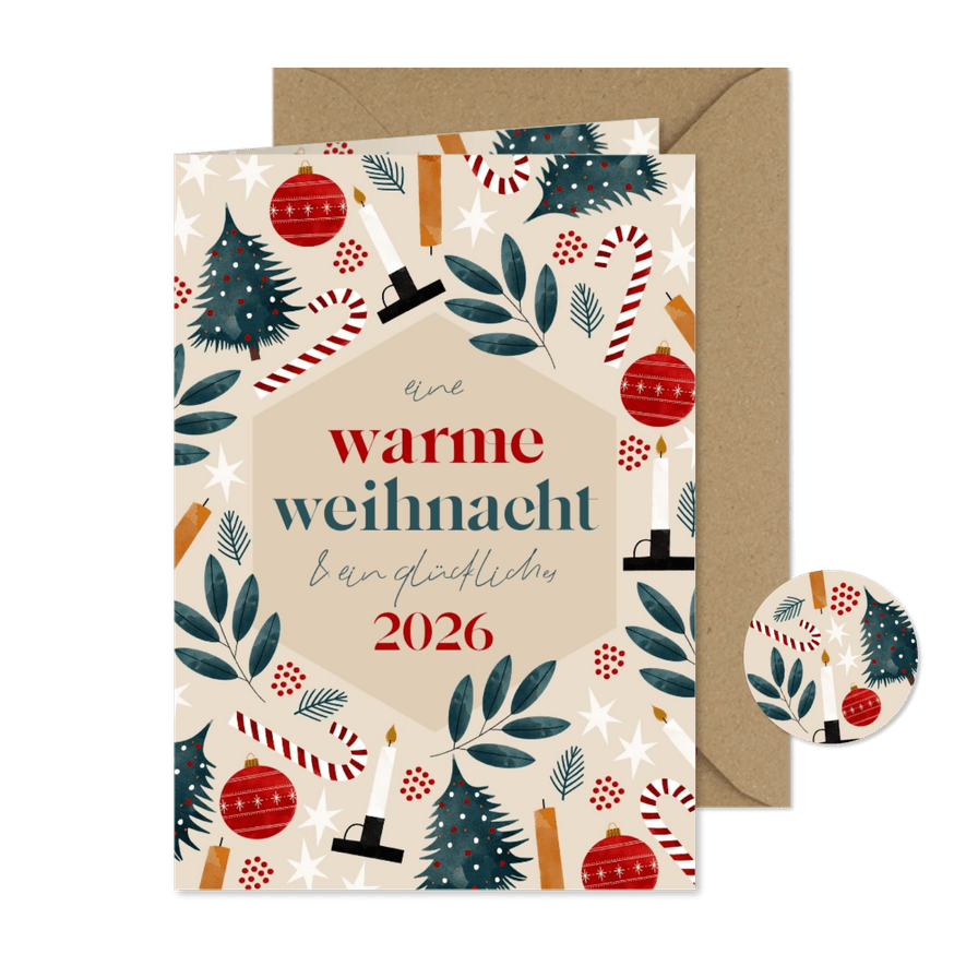 Weihnachtskarte Weihnachtssymbole - Karteneindruck
