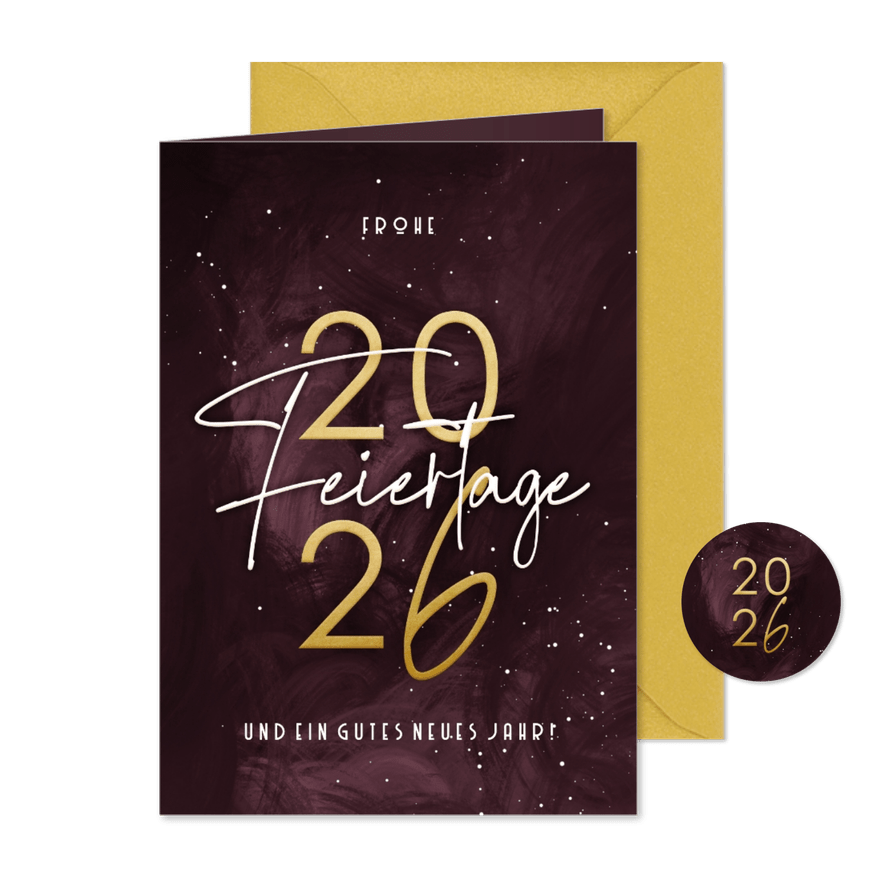 Weihnachtskarte weinrot 'Frohe Feiertage' - Karteneindruck
